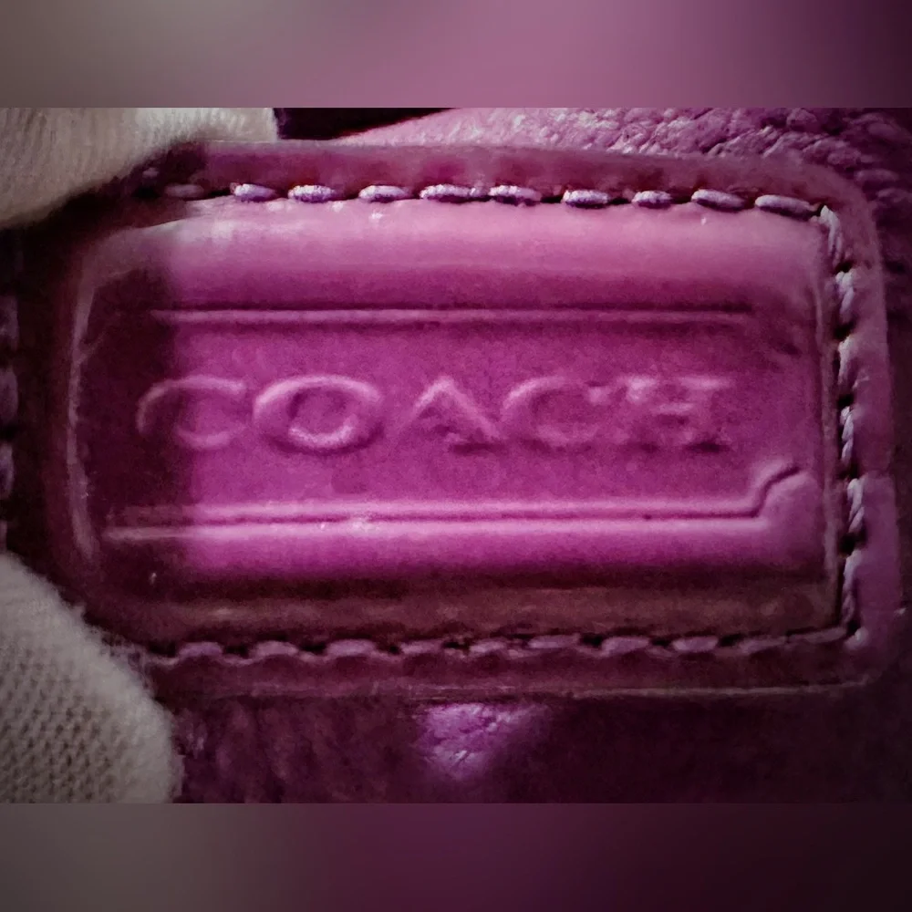 Vintage Coach purple Pink leather and Tan Signature Tote Bag shoulder bag 2009 - Picture 7 of 17